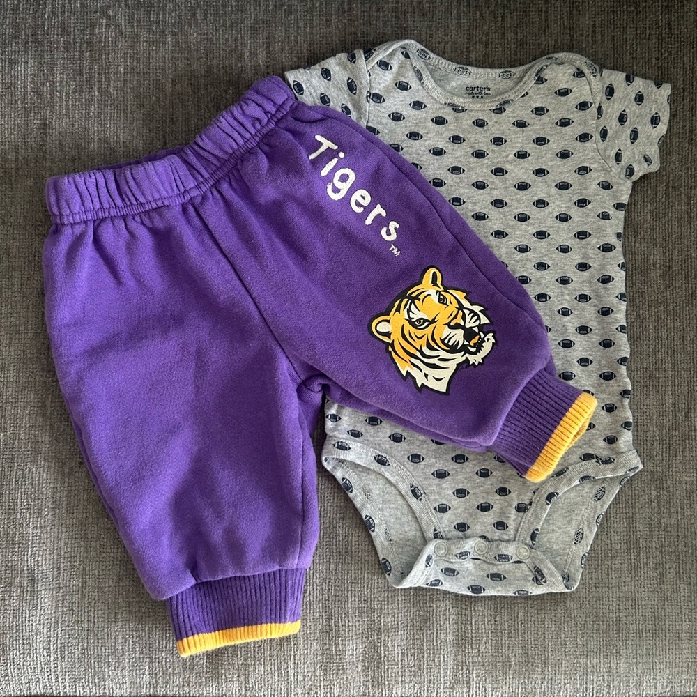 LSU Tigers Sweatpants + Football Onesie 🐯🏈